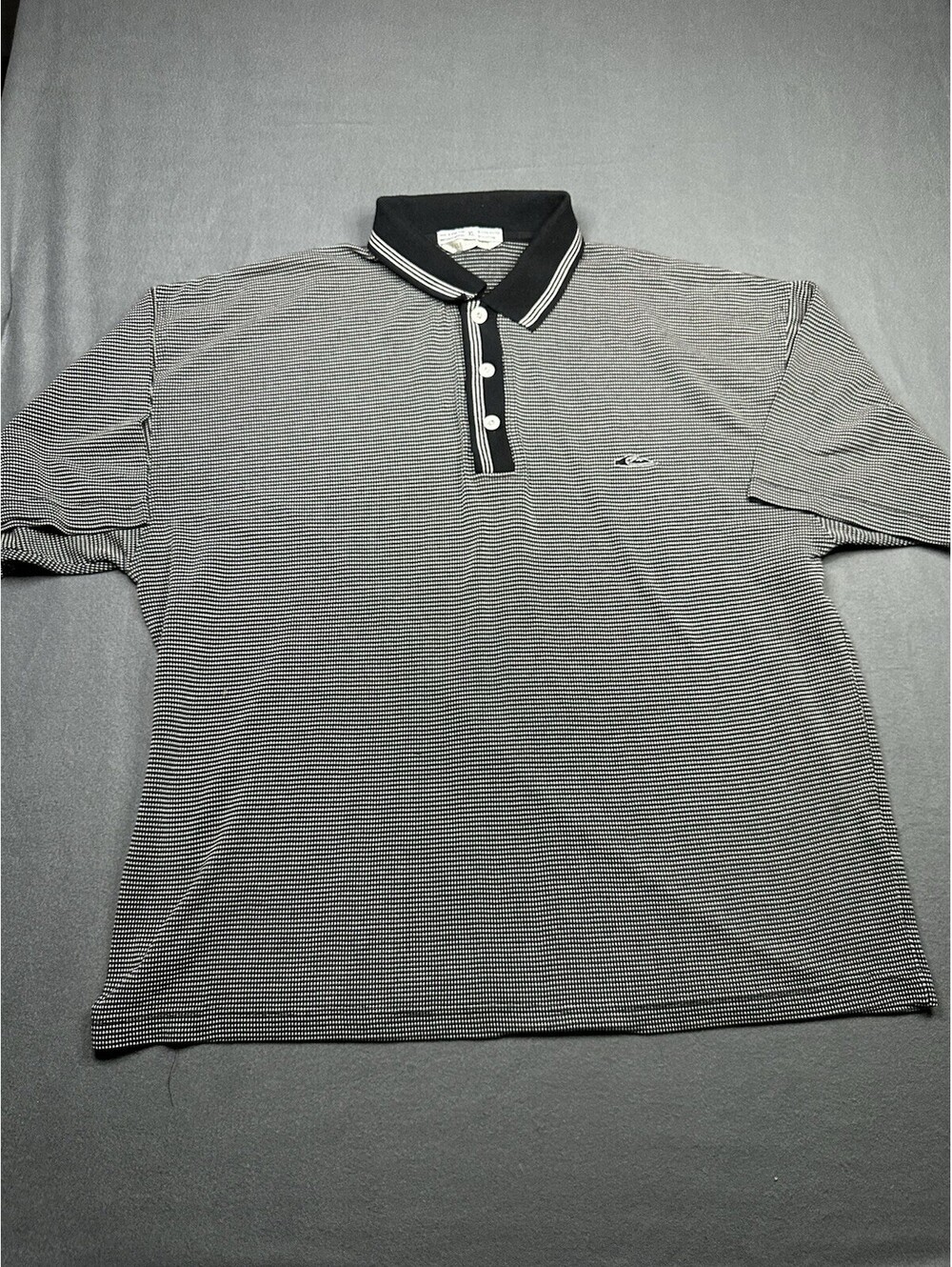 Vintage Quicksilver Men's XL Black And White Short Sleeve Polo Shirt